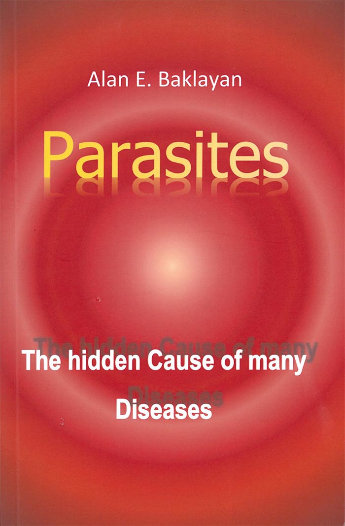 A red book cover with the white inscription Baklayan Parasites