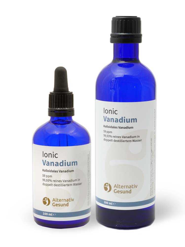 Kolloidales Vanadium von Alternativ Gesund ✓ 100ml & 200ml ✓ 59 ppm ✓ mit Protonenresonanz hergestellt ✓ hoher Ionen-Anteil ✓natürliches Antibiotikum