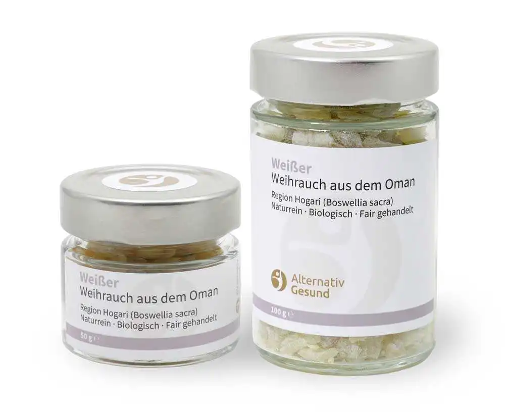 Weisser, edelster Weihrauch aus dem Oman von Alternativ Gesund - für medizinische Anwendung, 50g oder 100g im Glas