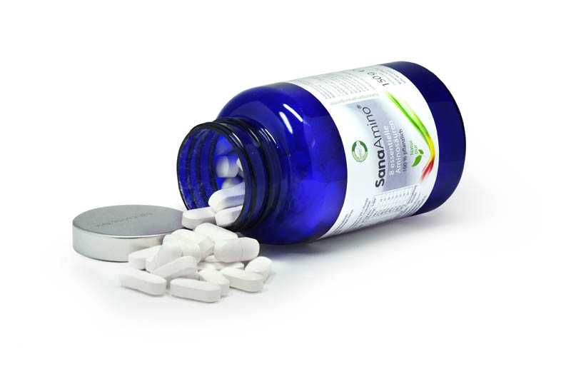 Blaue Dose mit 150 Tabletten à 1 Gramm - vegane Aminosäuren - 100% natürliche und rein pflanzliche Aminosäuren
