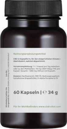Vorschau: PURE CBD 18 (10%) Kapseln Vorschau: CBD-Ölkapseln, 60 Kapseln mit 18 mg Cannabidiol pro Kapsel