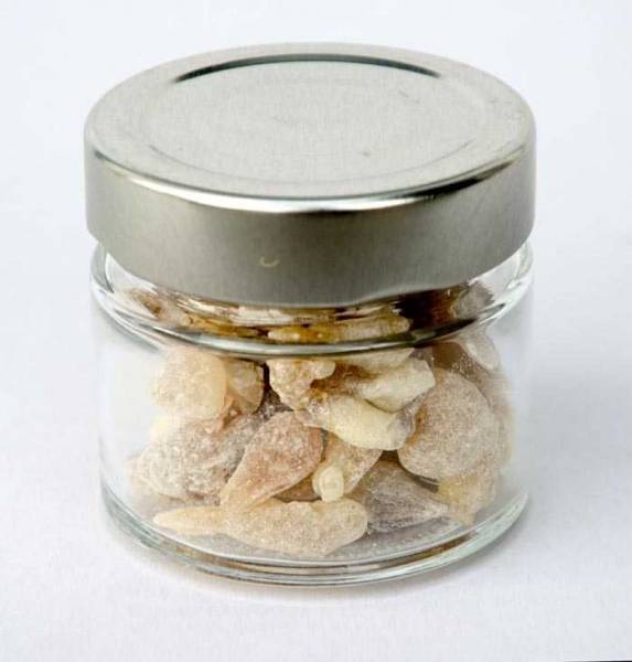 Vorschau: Silberner, edelster Vorschau: Silberner, edelster Weihrauch im Glas 50g und 100g