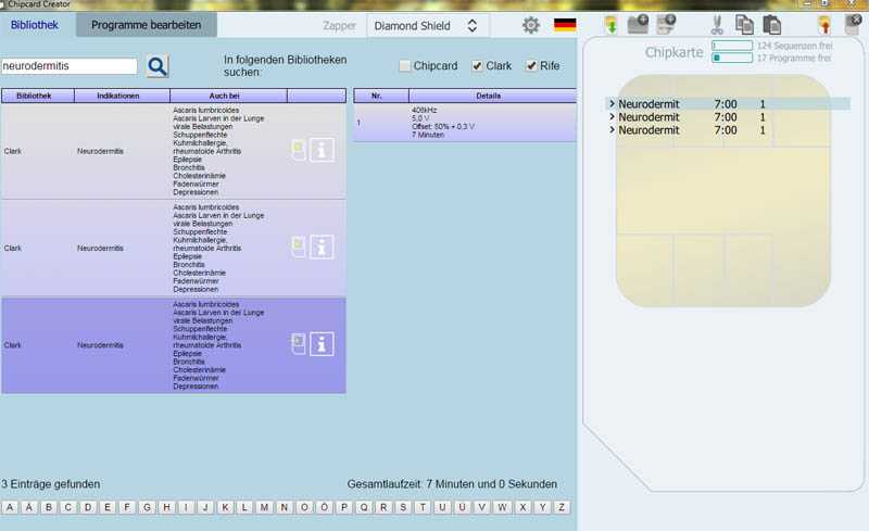 Screenshot der PC-Software Chipcard-Creator