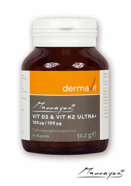 Vitamin D3 und K2 - für gesunde Knochen und Zähne Mannayan VITAMIN D3 und K2 Ultra + 60 Kapseln, 51,2 g