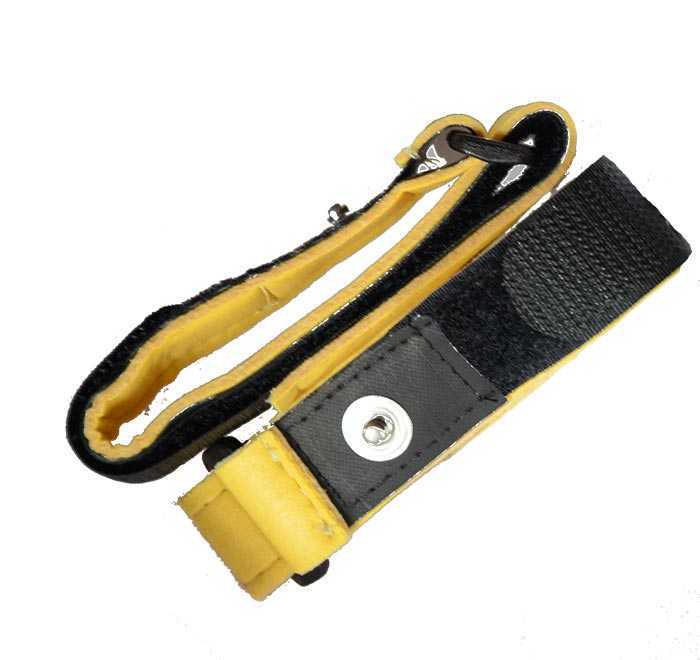 Zwei gelb-schwarze Armgelenkbänder mit 4mm-Druckknopf-Anschluss