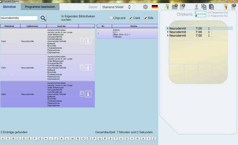 Beispiel 2 der Möglichkeiten mit der Online-Bibliothek Screenshot der PC-Software Chipcard-Creator