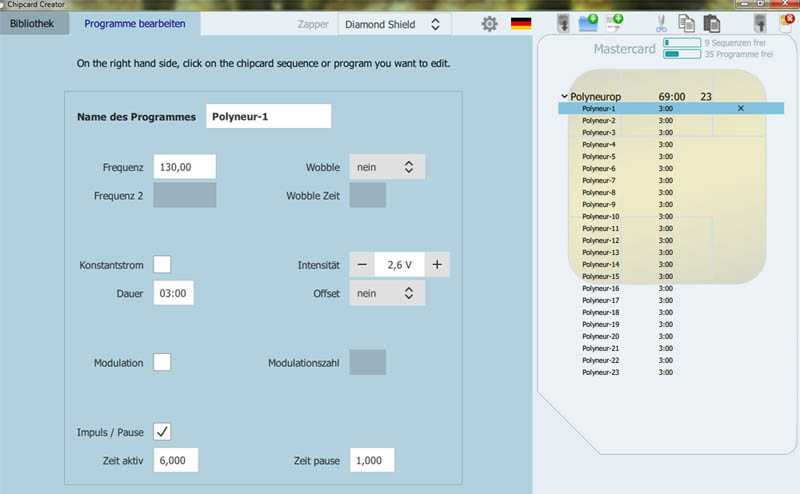 Beispiel 3 der Möglichkeiten mit der Online-Bibliothek Screenshot der PC-Software Chipcard-Creator